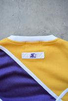 Starter x NBA Los Angeles Lakers Yellow & Purple Embroidered Crewneck — 1990s (L) - Retrospective Store