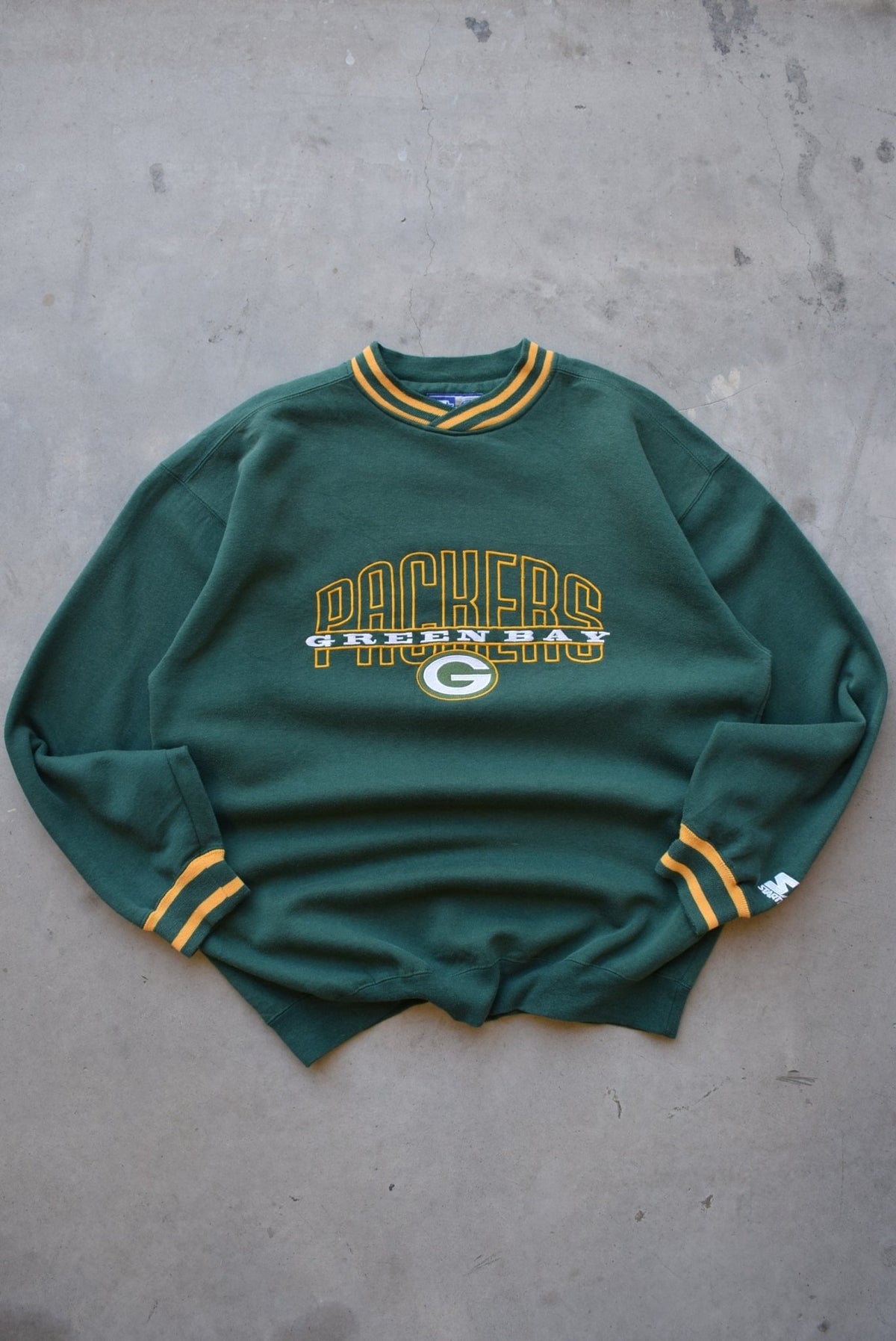 Starter x NFL Green Bay Packers Green Embroidered Crewneck — 2000s (XL) - Retrospective Store