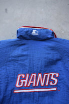 Starter x NFL New York Giants Blue & Red Heavyweight Quarter Zip Jacket — 1990s (L/XL) - Retrospective Store