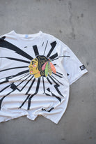 Starter x NHL Chicago Blackhawks White Graphic Tee — 1990s (XXL) - Retrospective Store