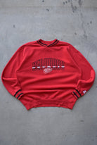 Starter x NHL Detroit Red Wings Red Embroidered Crewneck — 1990s (L) - Retrospective Store
