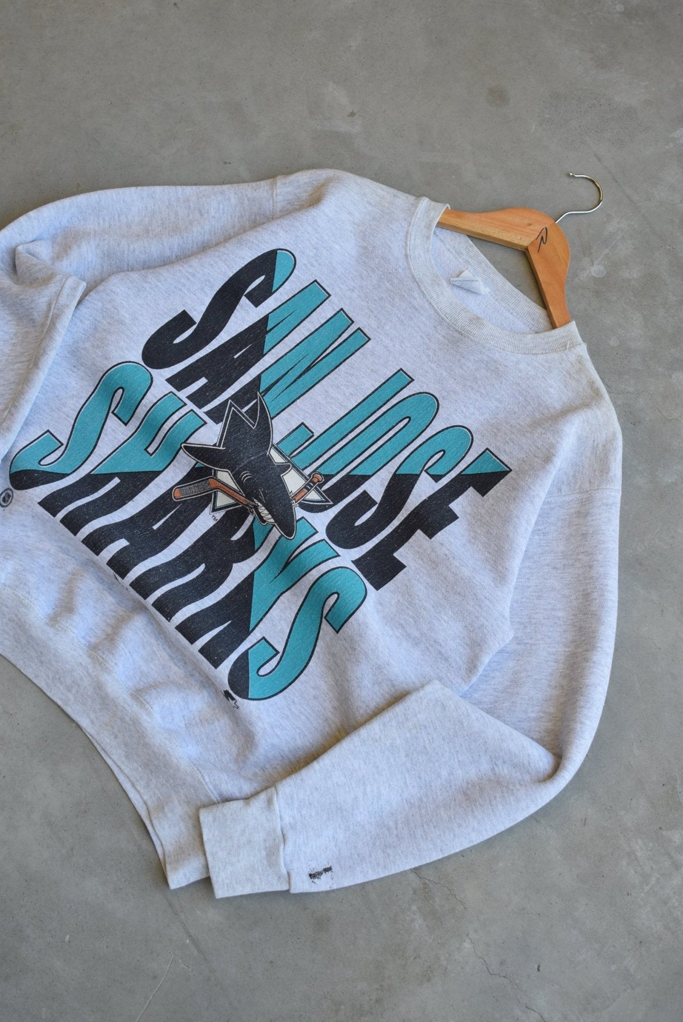 Starter x NHL San Jose Sharks Crewneck — 1990s (S/M) - Retrospective Store