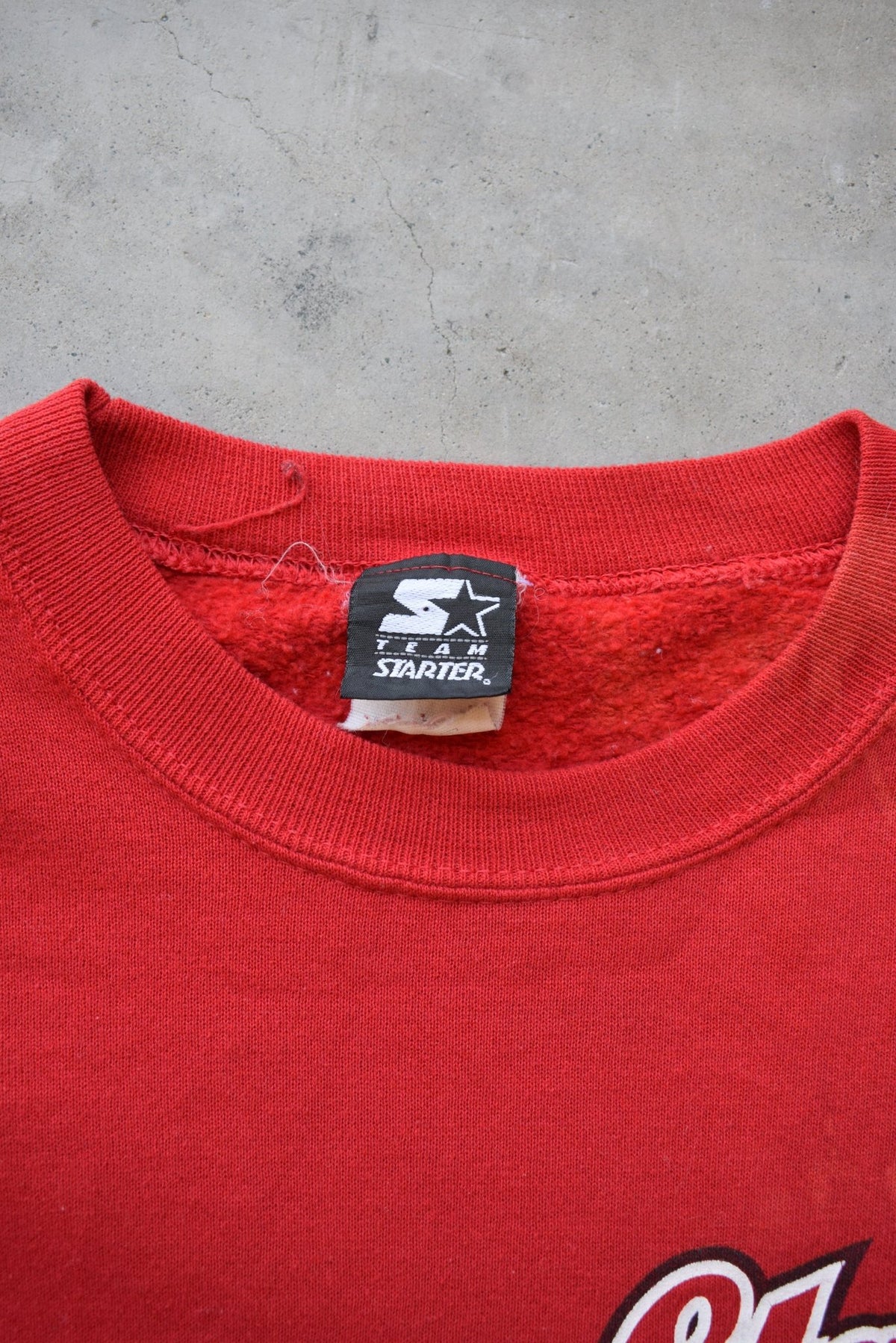 Starter x Ohio State University Red Graphic Crewneck — 1990s (M/L) - Retrospective Store