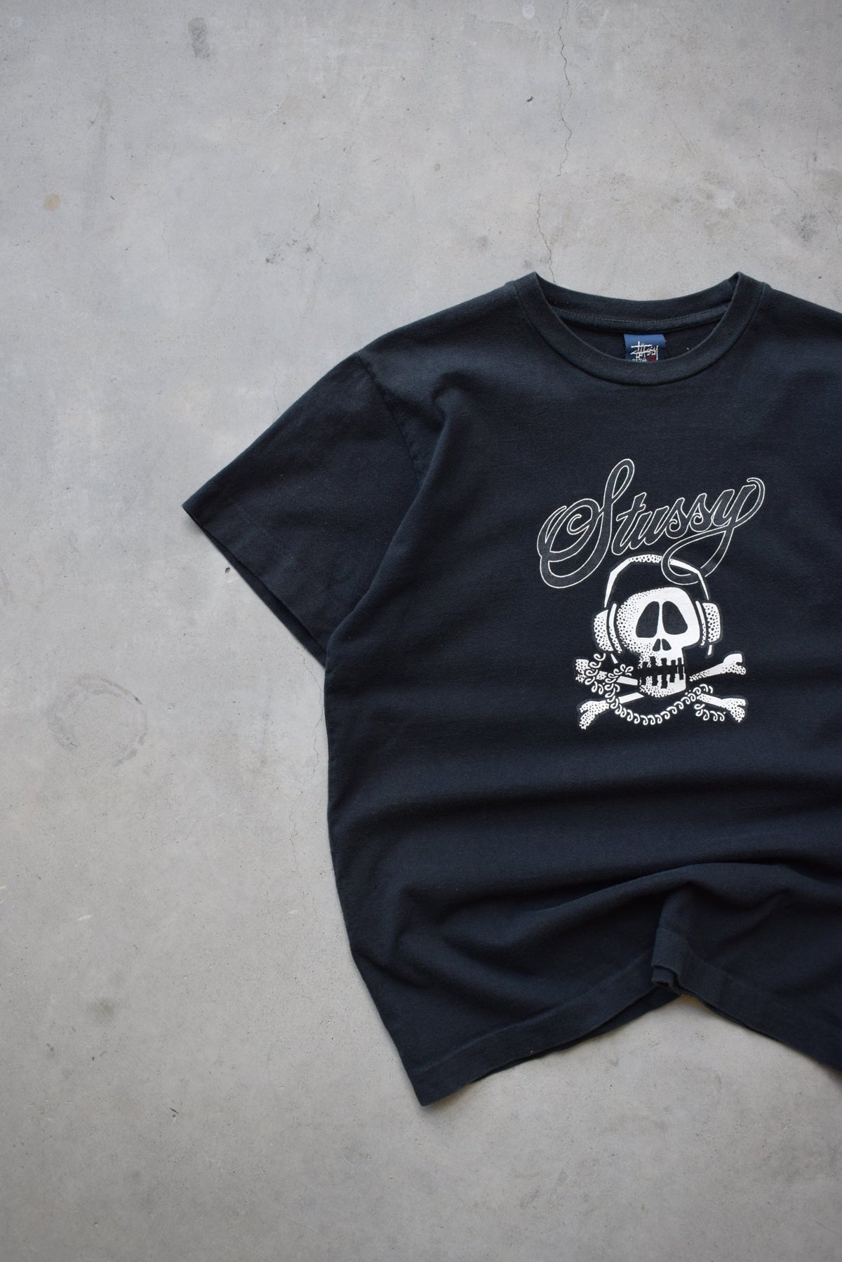 Stussy Black Graphic Tee — 1990s (S) - Retrospective Store