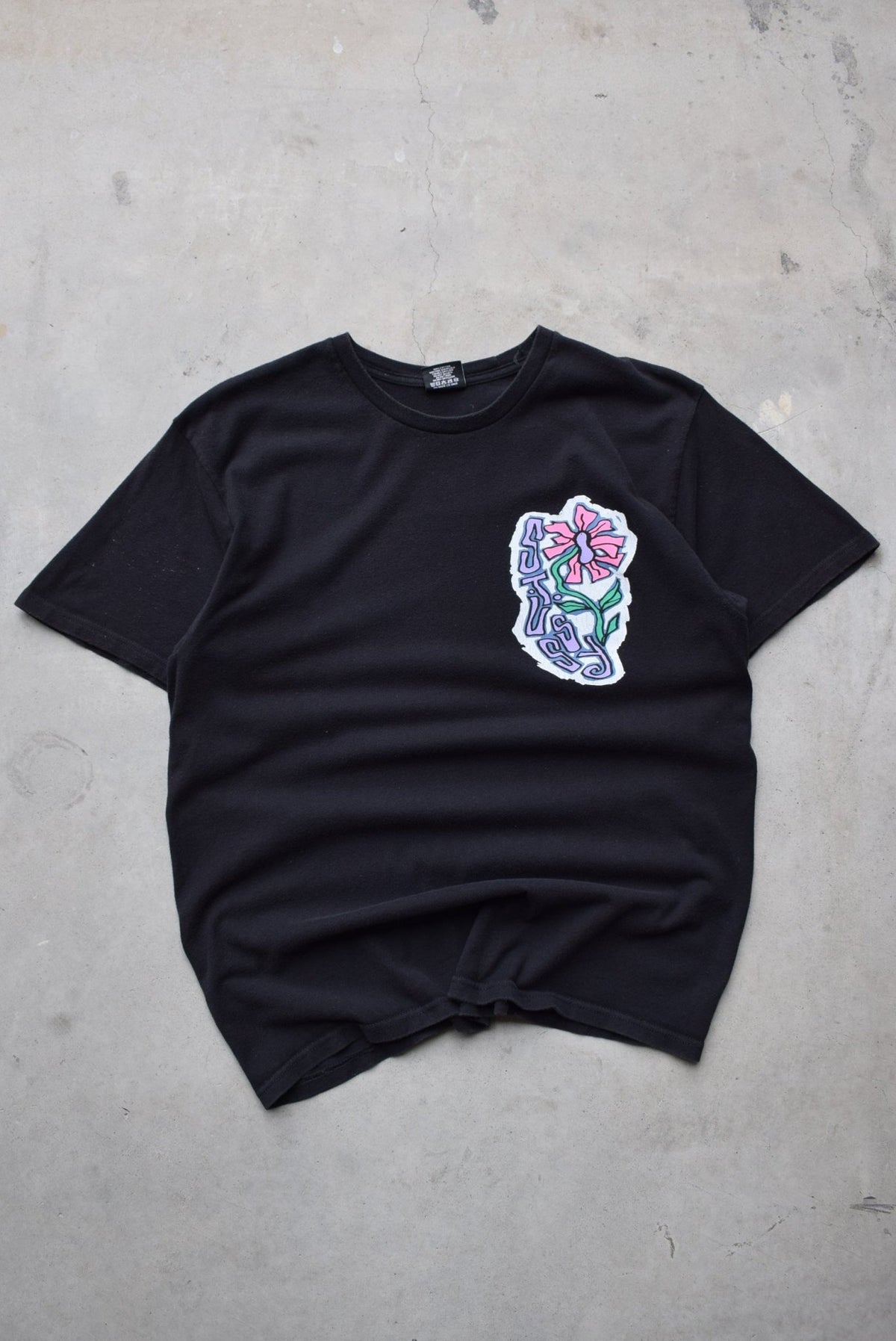 Stussy Black Spellout Tee — 2000s (L) - Retrospective Store