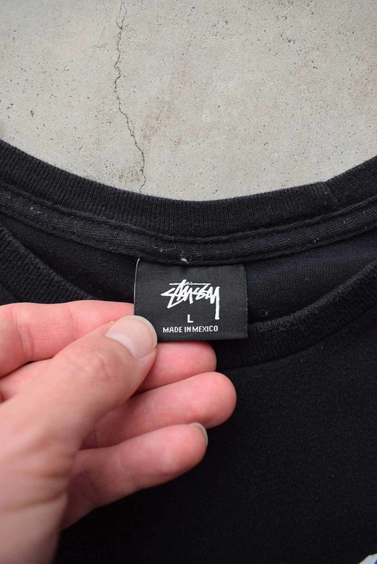 Stussy Black Spellout Tee — 2000s (L) - Retrospective Store