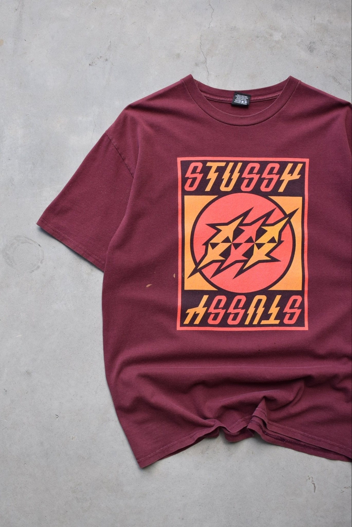 Stussy Burgundy Graphic Tee — 2000s (L) - Retrospective Store