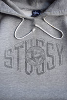 Stussy Grey Spellout Hoodie — 2000s (M/L) - Retrospective Store