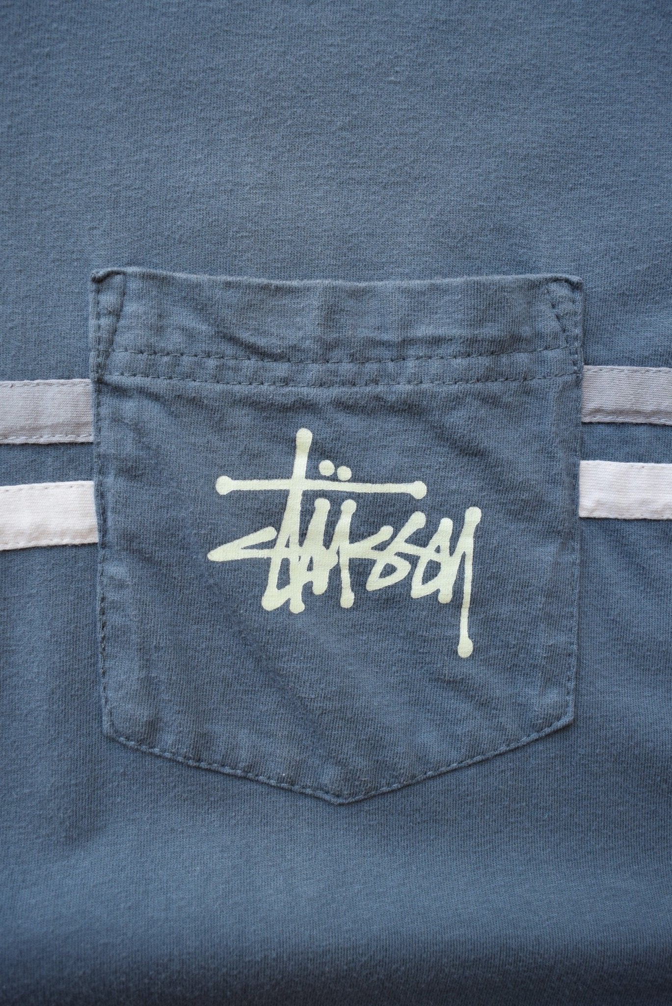 Stussy Navy Spellout Pocket Tee — 1990s (L) - Retrospective Store