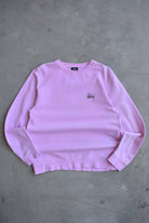Stussy Pink Spellout Crewneck — 2000s (M) - Retrospective Store