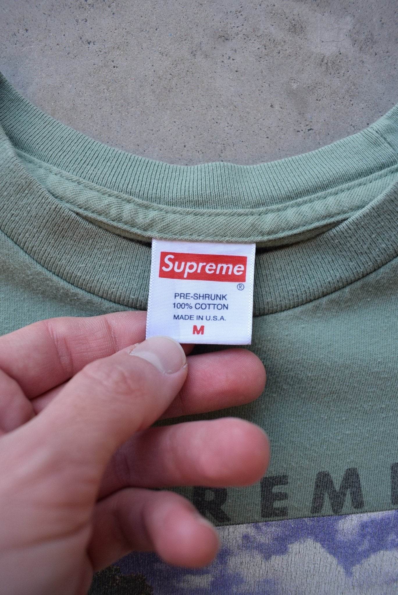 Supreme Moss-Green Graphic Tee — 2000s (M) - Retrospective Store