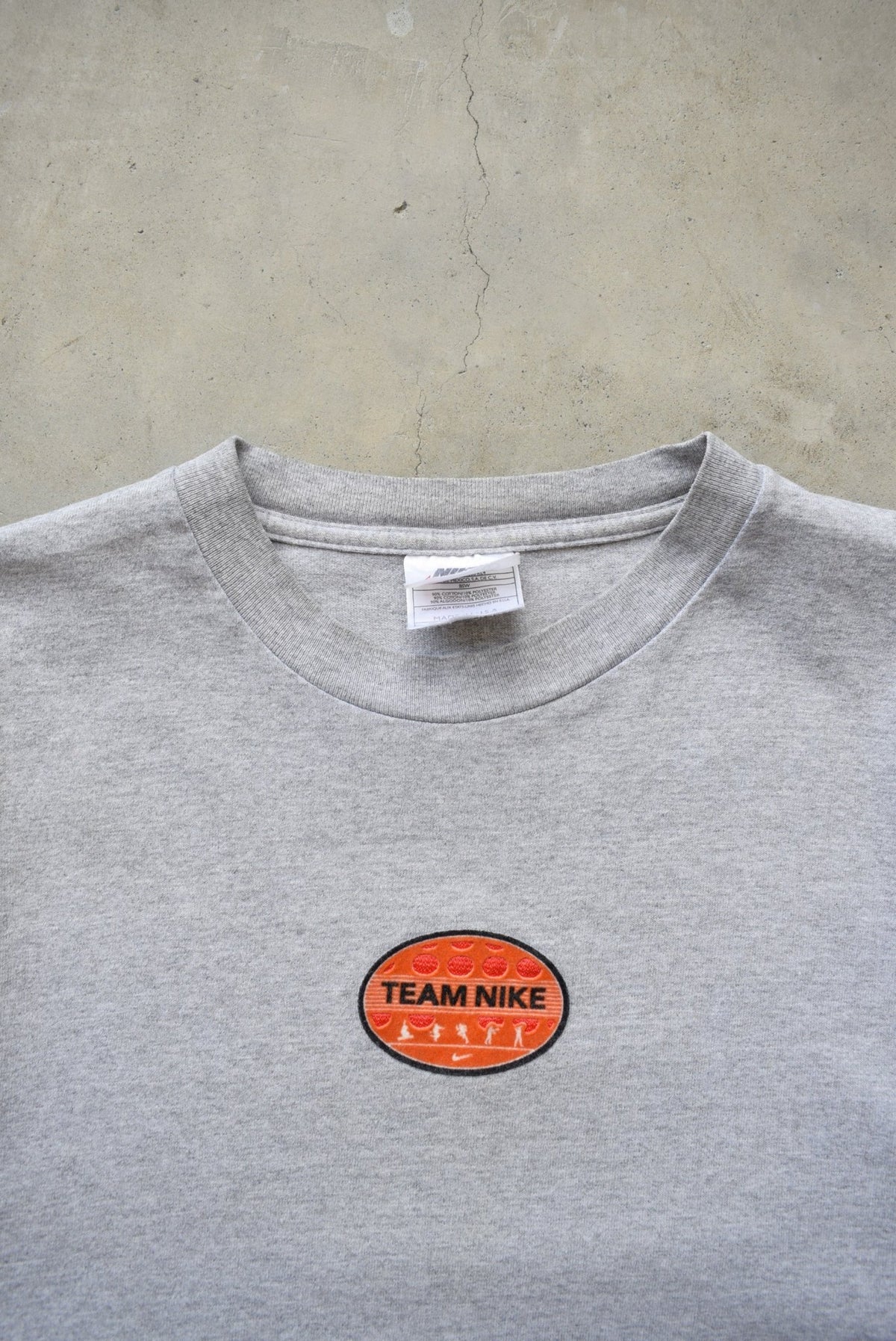 Team Nike Grey Spellout Tee — 1990s (L) - Retrospective Store