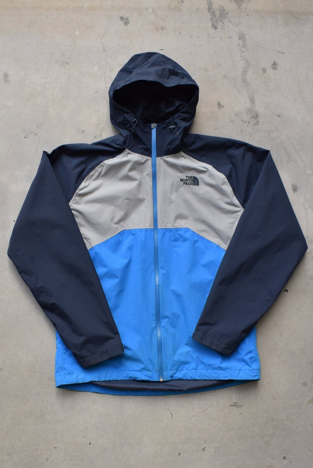 The North Face Blue & Grey Embroidered Spellout Jacket — 2000s (L) - Retrospective Store