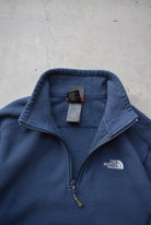 The North Face Navy Embroidered Logo Quarter Zip — 2000s (M) - Retrospective Store