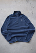 The North Face Navy Embroidered Logo Quarter Zip — 2000s (M) - Retrospective Store