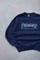 Thrasher Magazine Navy Spellout Crewneck — 2000s (L) - Retrospective Store