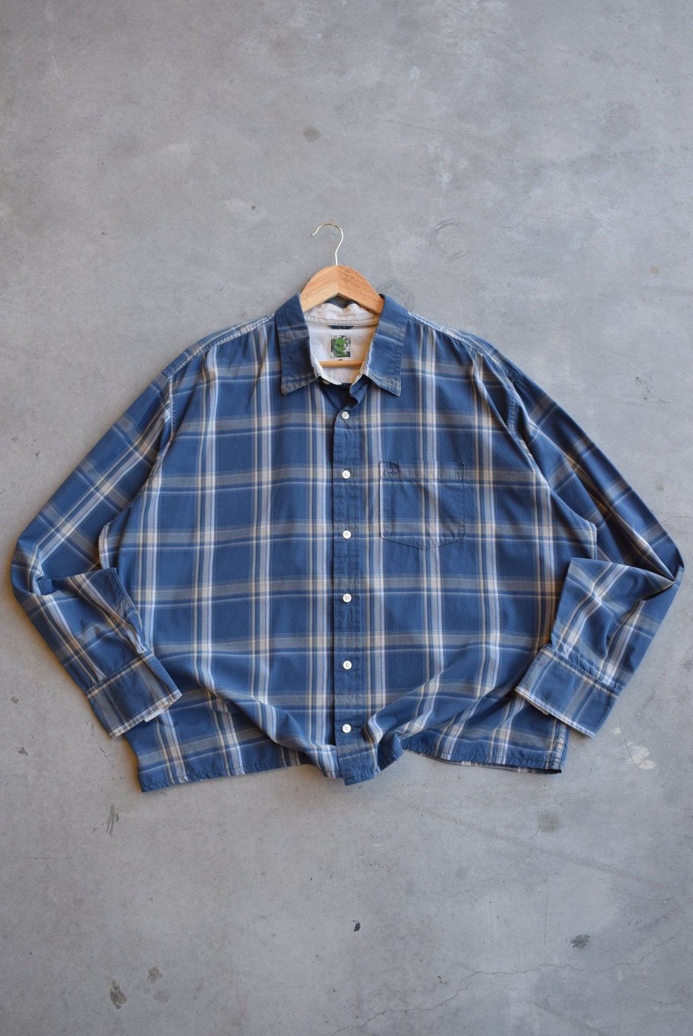 Timberland Blue Cropped Button Up — 2000s (XXL) - Retrospective Store