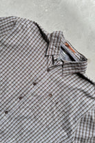 Timberland Brown & Grey Cropped Long Sleeve Button Up — 2000s (XXL) - Retrospective Store