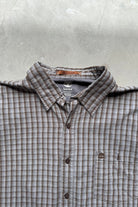Timberland Brown & Grey Cropped Long Sleeve Button Up — 2000s (XXL) - Retrospective Store