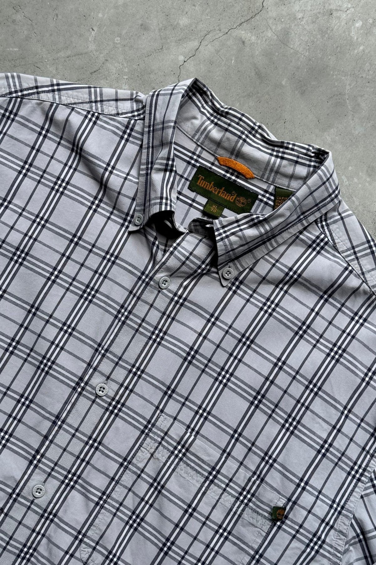 Timberland Grey Cropped Long Sleeve Button Up — 2000s (XL) - Retrospective Store