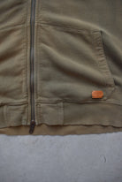 Timberland Olive-Green Embroidered Spellout Full-Zip Hoodie — 2000s (L) - Retrospective Store
