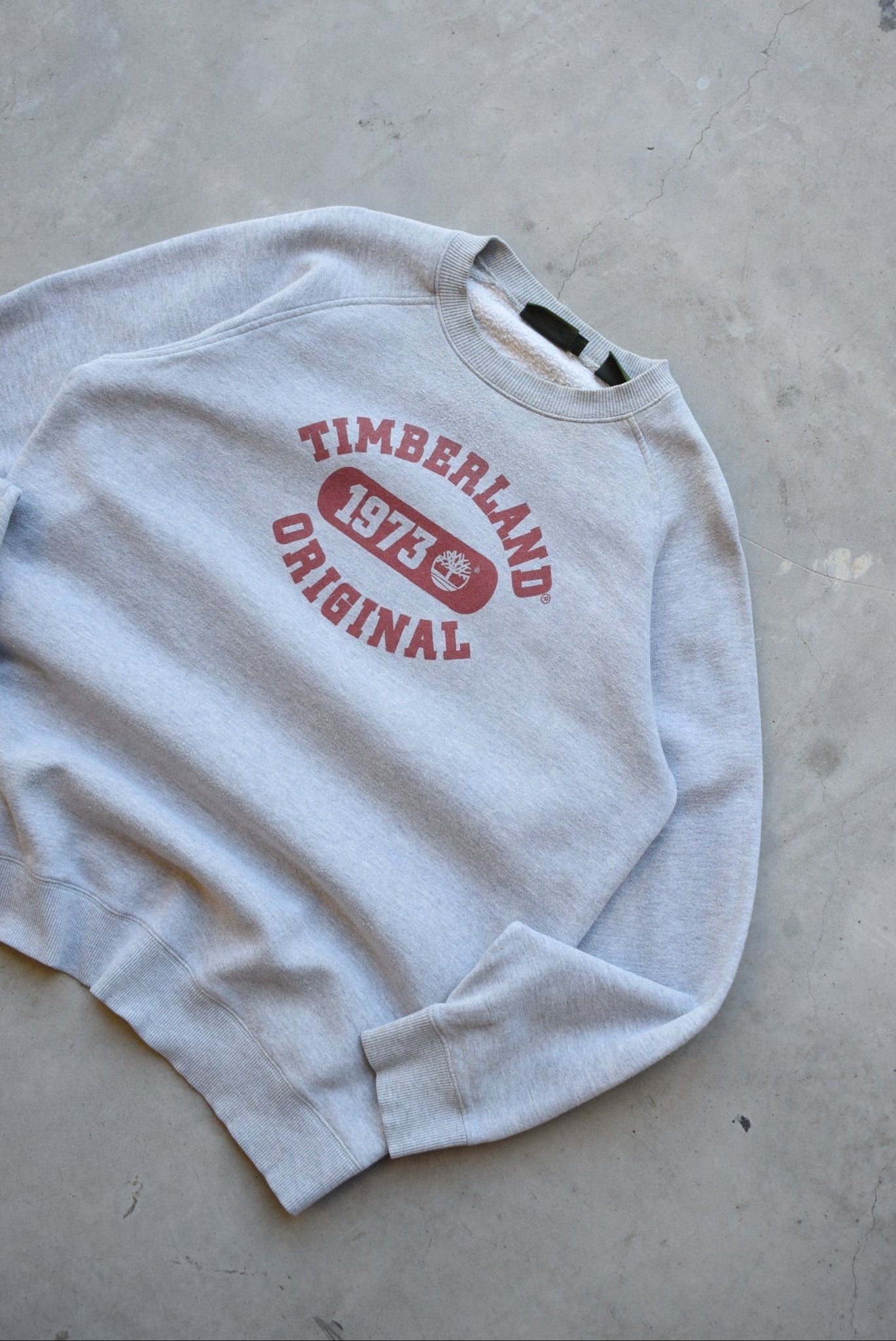 Timberland Original Grey Spellout Crewneck — 1990s (L) - Retrospective Store