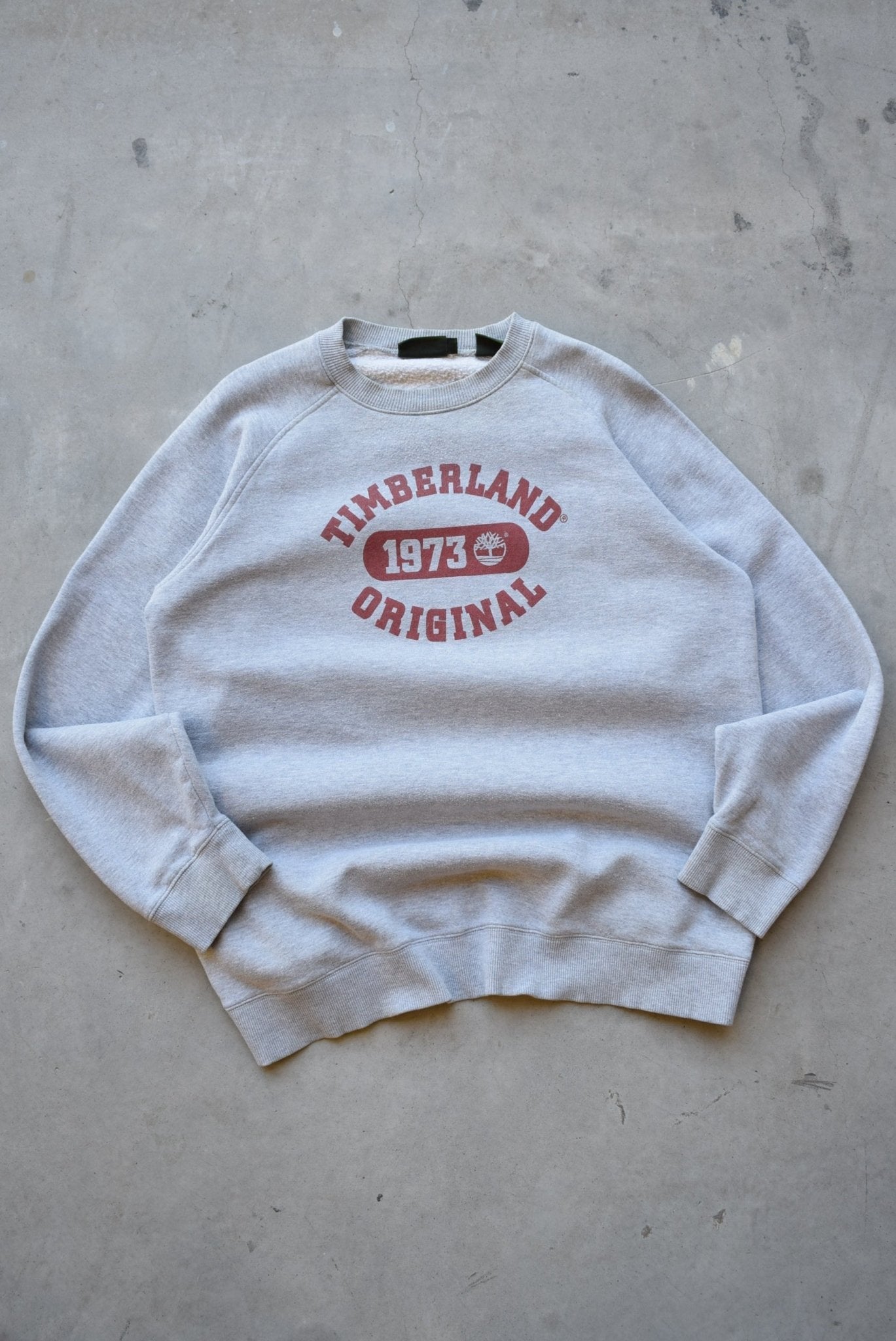 Timberland Original Grey Spellout Crewneck — 1990s (L) - Retrospective Store