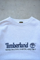Timberland Weathergear Grey Embroidered Spellout Crewneck — 1990s (M) - Retrospective Store