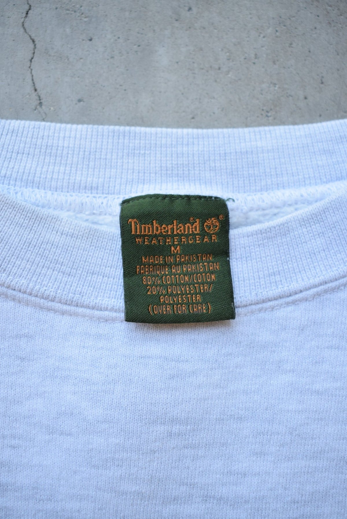 Timberland Weathergear Grey Embroidered Spellout Crewneck — 1990s (M) - Retrospective Store
