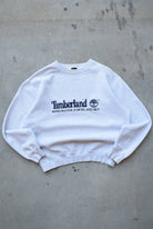Timberland Weathergear Grey Embroidered Spellout Crewneck — 1990s (M) - Retrospective Store