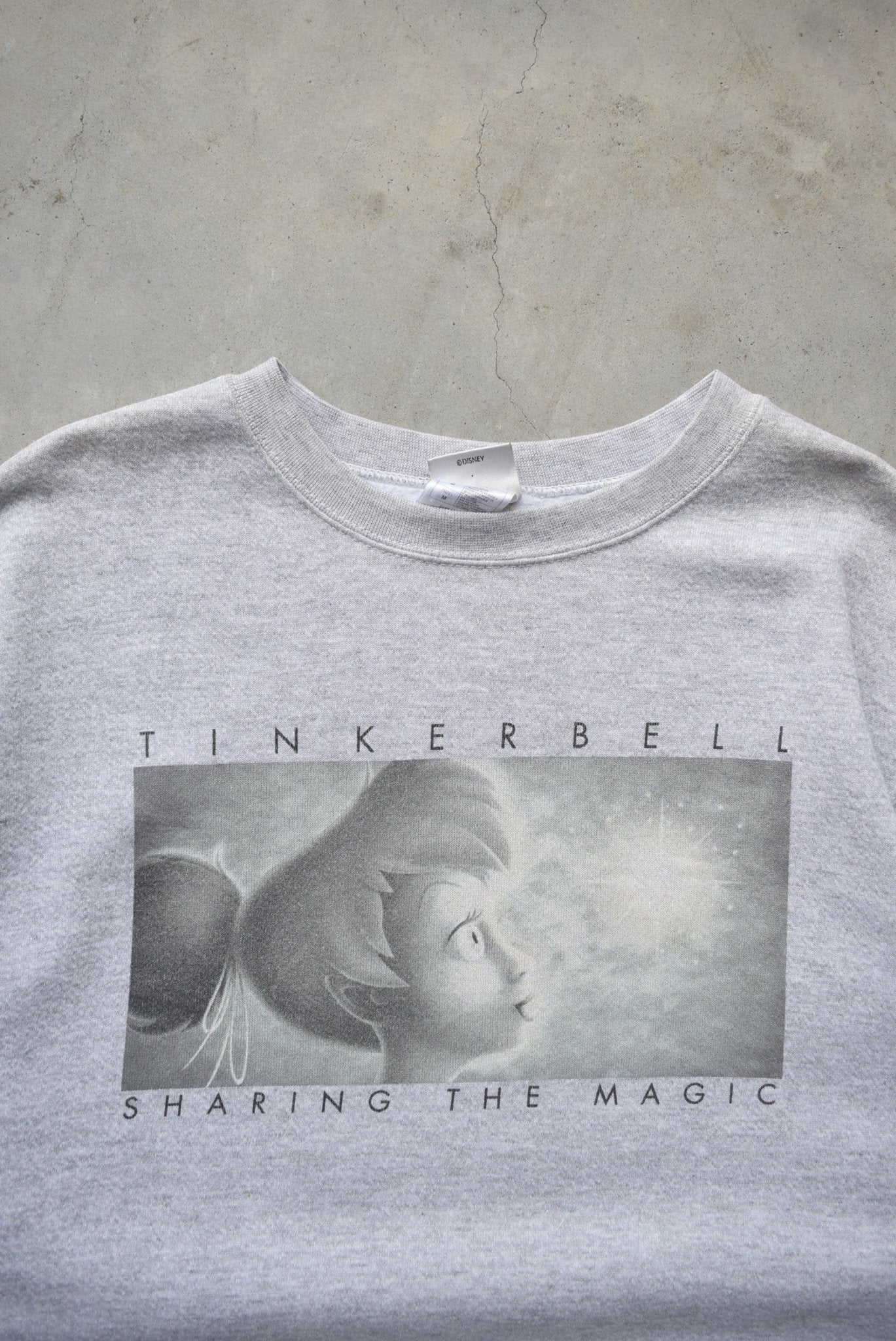 Tinkerbell Grey Graphic Crewneck — 2000s (M) - Retrospective Store