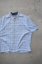 Tommy Hilfiger Blue Cropped Button Up — 2000s (L) - Retrospective Store