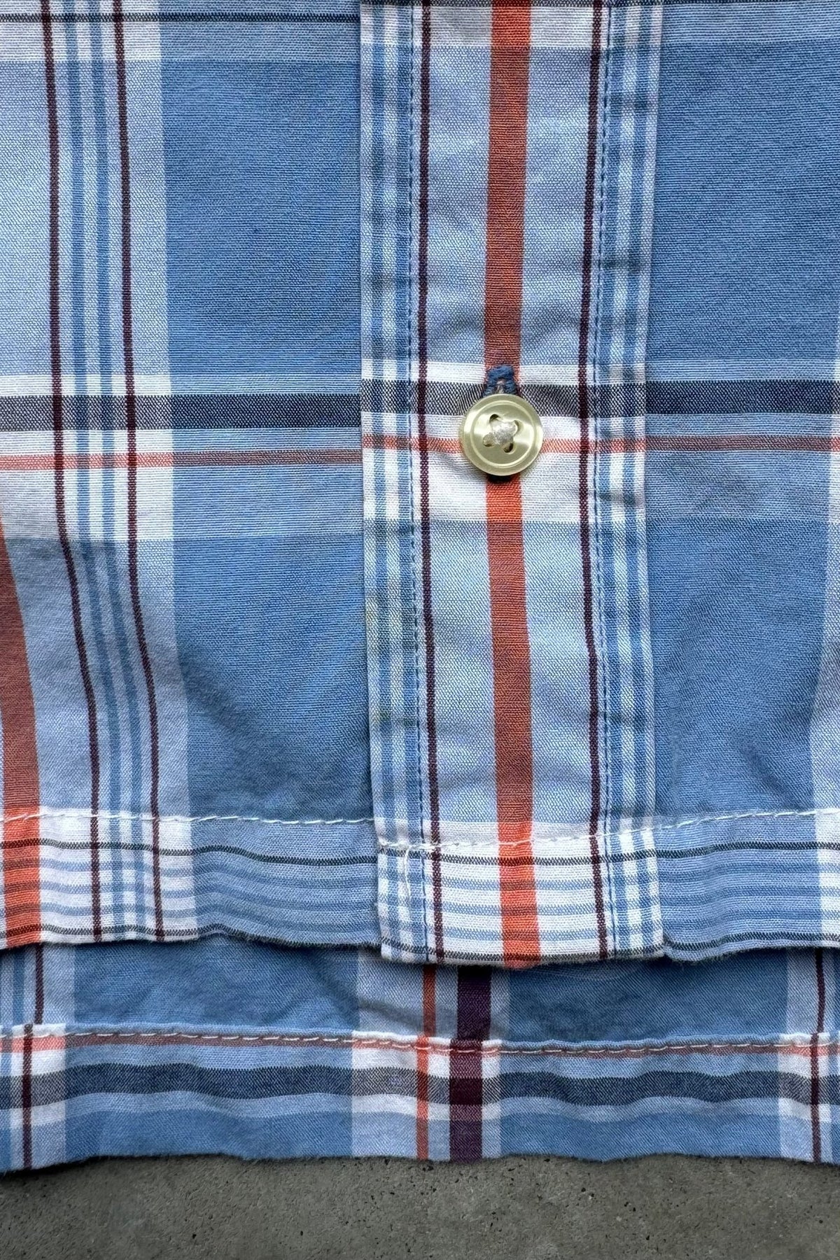 Tommy Hilfiger Blue & Red Cropped Long Sleeve Button Up — 2000s (L/XL) - Retrospective Store