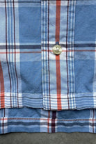 Tommy Hilfiger Blue & Red Cropped Long Sleeve Button Up — 2000s (L/XL) - Retrospective Store
