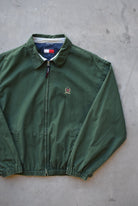 Tommy Hilfiger Green Embroidered Logo Harrington Jacket — 1990s (L) - Retrospective Store