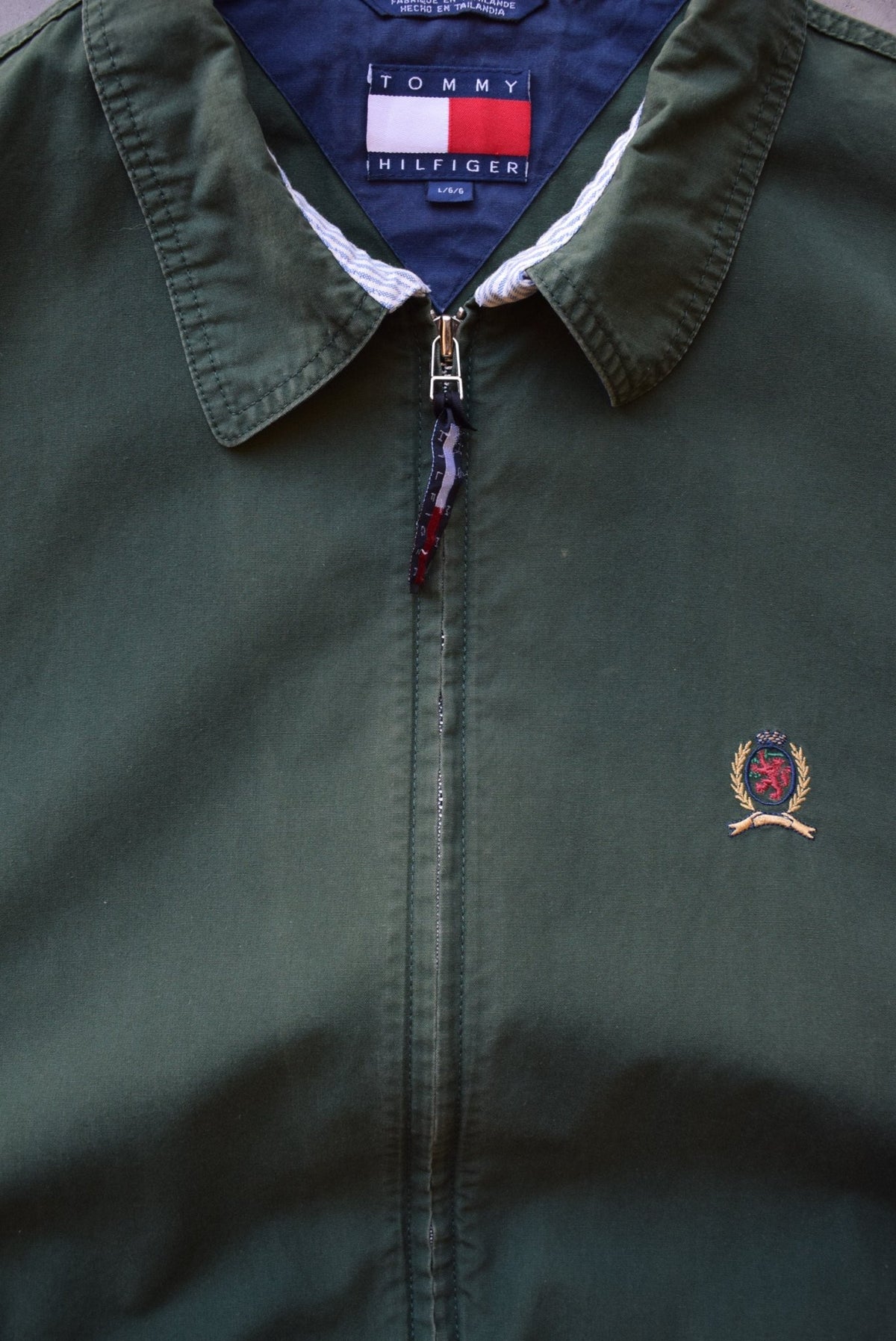 Tommy Hilfiger Green Embroidered Logo Harrington Jacket — 1990s (L) - Retrospective Store