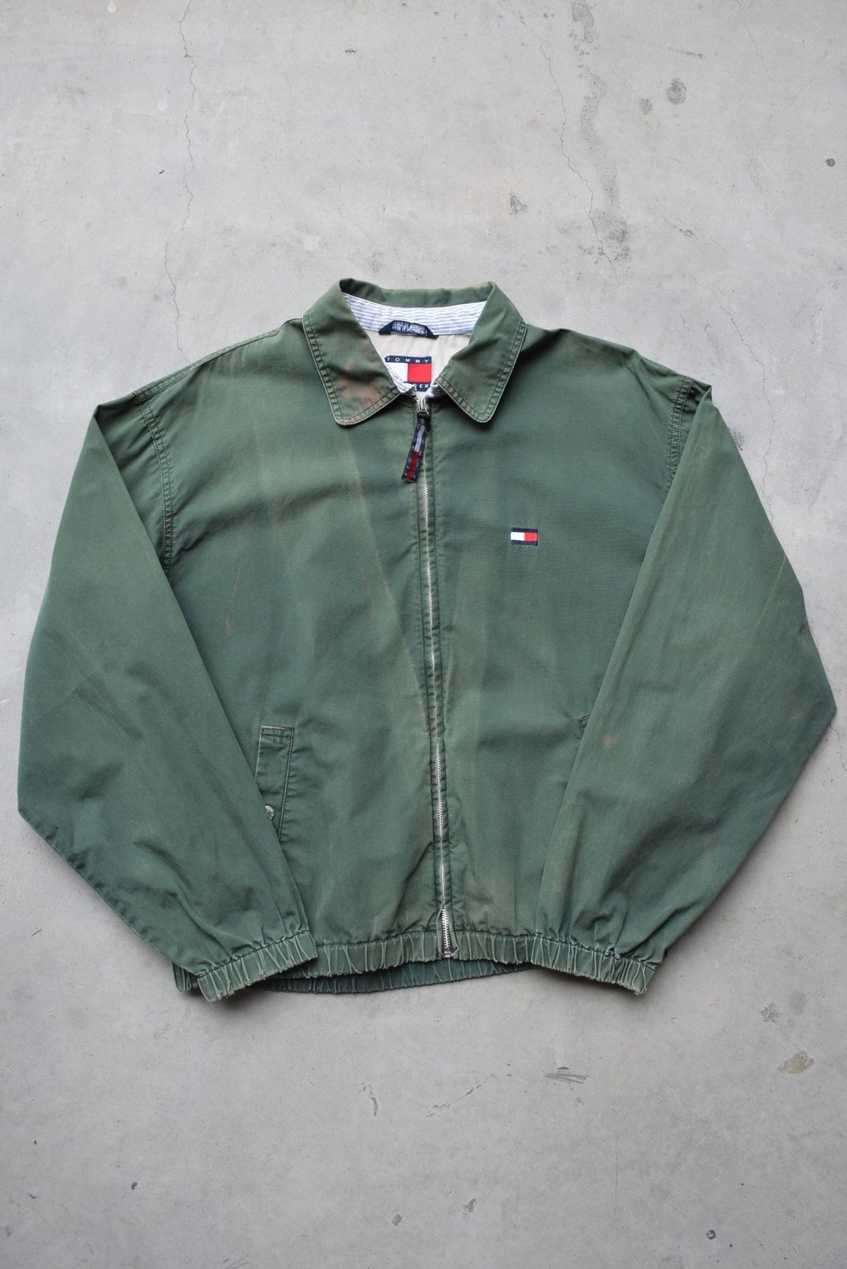 Tommy Hilfiger Green Embroidered Logo Harrington Jacket — 1990s (M) - Retrospective Store