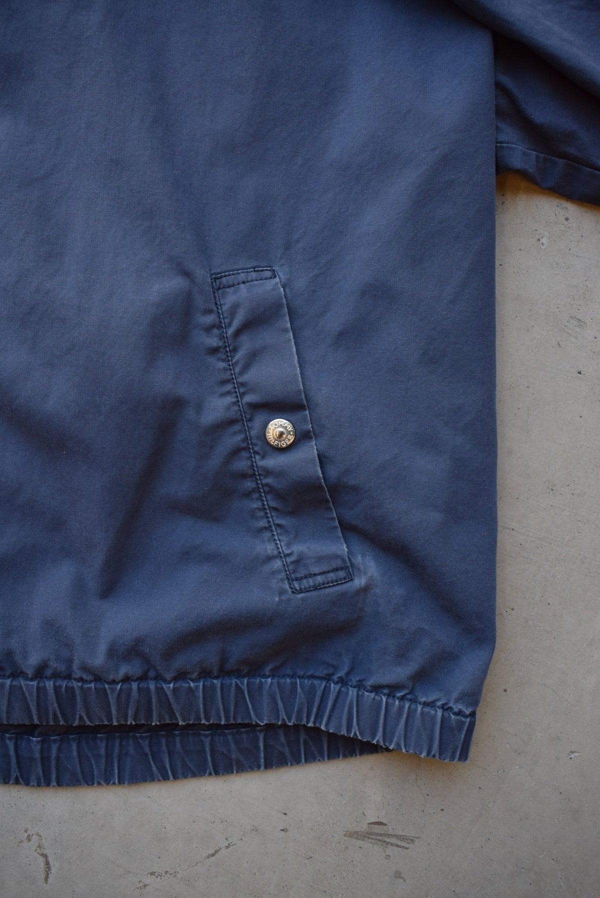 Tommy Hilfiger Navy Embroidered Logo Harrington Jacket — 1990s (XL) - Retrospective Store