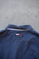 Tommy Hilfiger Navy Embroidered Logo Harrington Jacket — 1990s (XL) - Retrospective Store