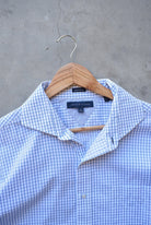 Tommy Hilfiger White & Blue Cropped Long Sleeve Button Up — 2000s (L/XL) - Retrospective Store