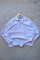 Tommy Hilfiger White & Purple Cropped Long Sleeve Button Up — 2000s (L) - Retrospective Store