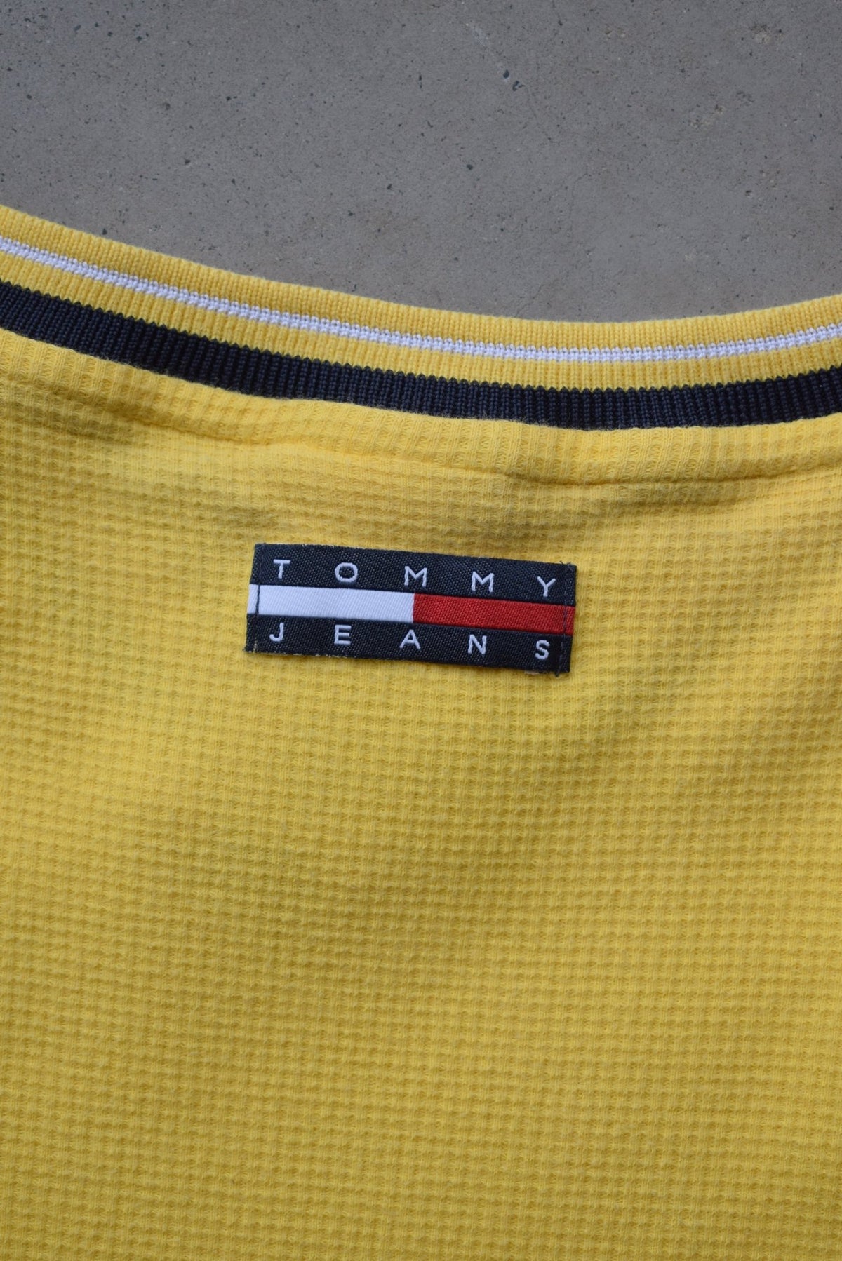 Tommy Hilfiger Yellow Embroidered Logo Tee — 2000s (XXL) - Retrospective Store