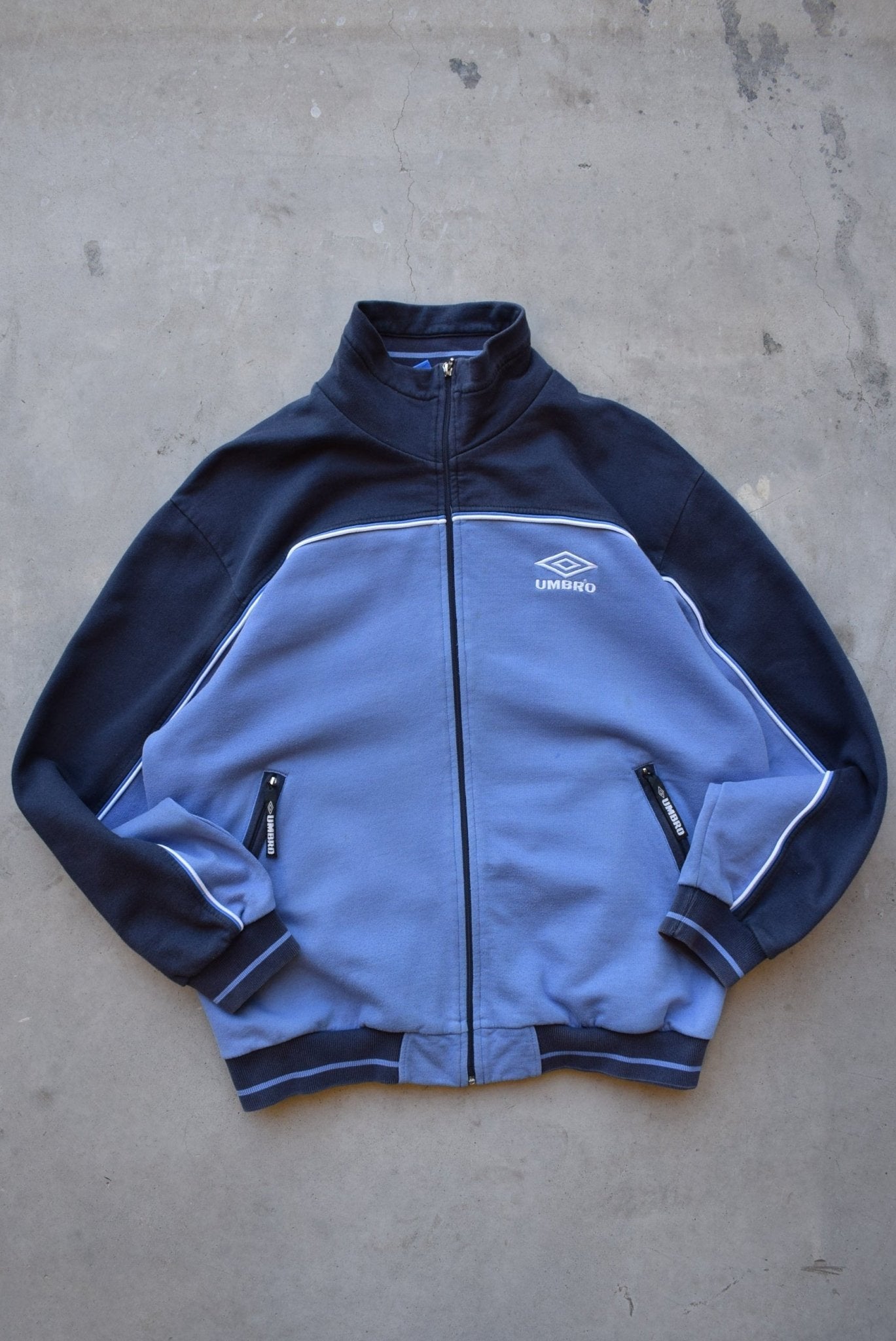 Umbro Blue Embroidered Spellout Jacket — 1990s (S) - Retrospective Store