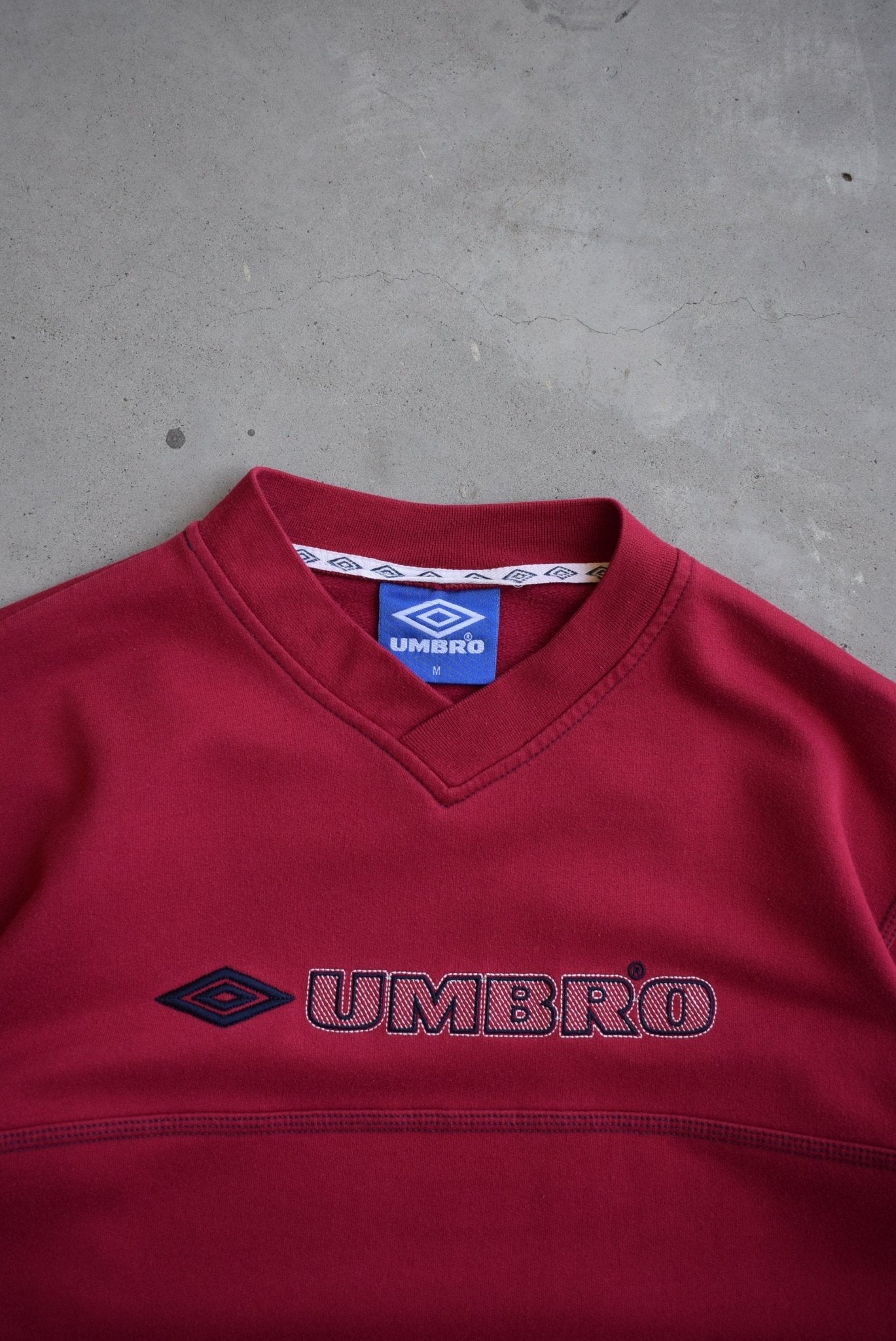 Umbro Burgandy Embroidered Spellout Crewneck — 2000s (M/L) - Retrospective Store