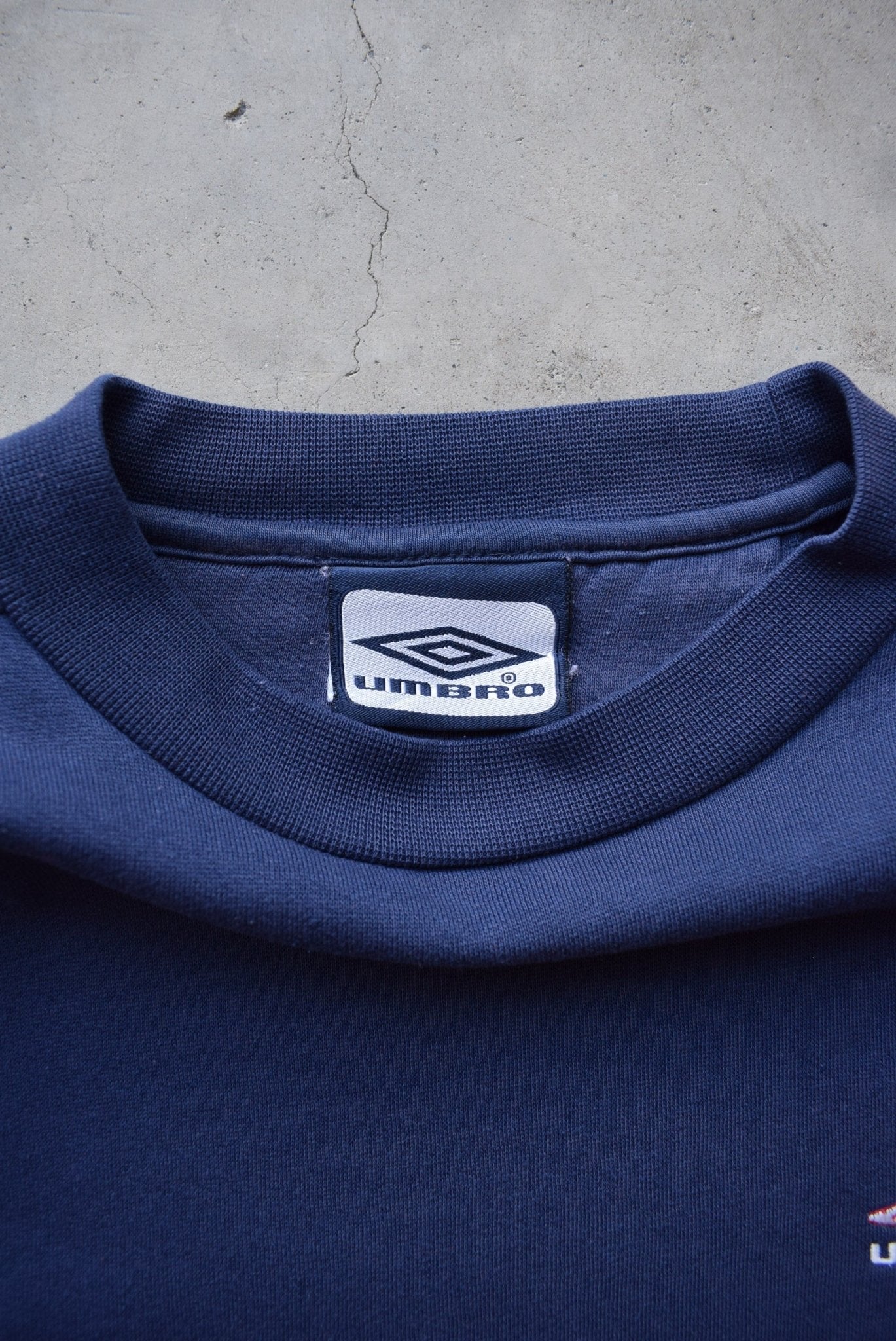 Umbro Navy Embroidered Logo Crewneck — 1990s (S) - Retrospective Store