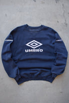 Umbro Navy Embroidered Spellout Crewneck — 1990s (XL) - Retrospective Store