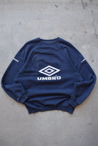 Umbro Navy Embroidered Spellout Crewneck — 1990s (XL) - Retrospective Store