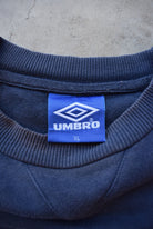 Umbro Navy Embroidered Spellout Crewneck — 1990s (XL) - Retrospective Store
