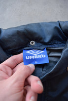 Umbro Red & Navy Spellout Spray Jacket — 1990s (XXL) - Retrospective Store
