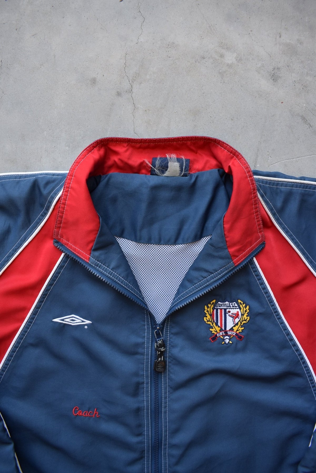 Umbro x Oakville Soccer Club Blue & Red Embroidered Jacket — 1990s (XL) - Retrospective Store